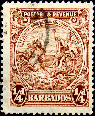 Барбадос 1916 год . Мифология , колесница . 0,25 p . (1)  